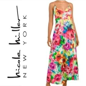 Nicole Miller Floral Watercolor Maxi Dress Medium